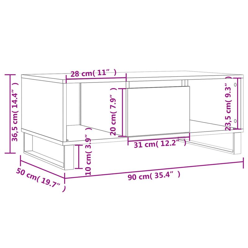 Casa si Gradina - Mobilier - Mese si birouri - Masute de cafea - Masuta de cafea, alb extralucios, 90x50x36,5 cm, lemn compozit - Infinity.ro