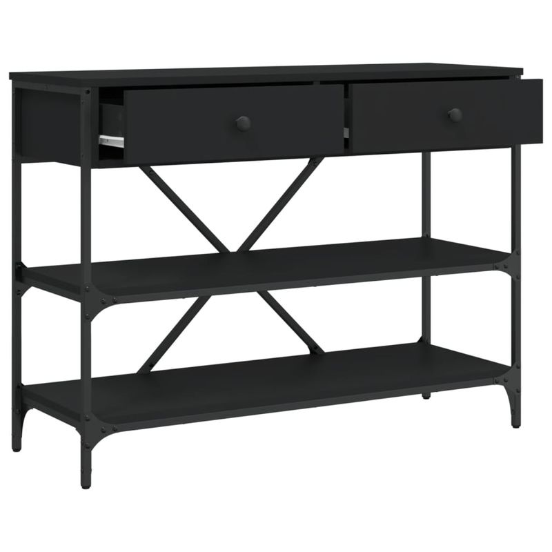 Casa si Gradina - Mobilier - Comode si corpuri - Console - Masa consola cu sertare si rafturi negru lemn prelucrat - Infinity.ro