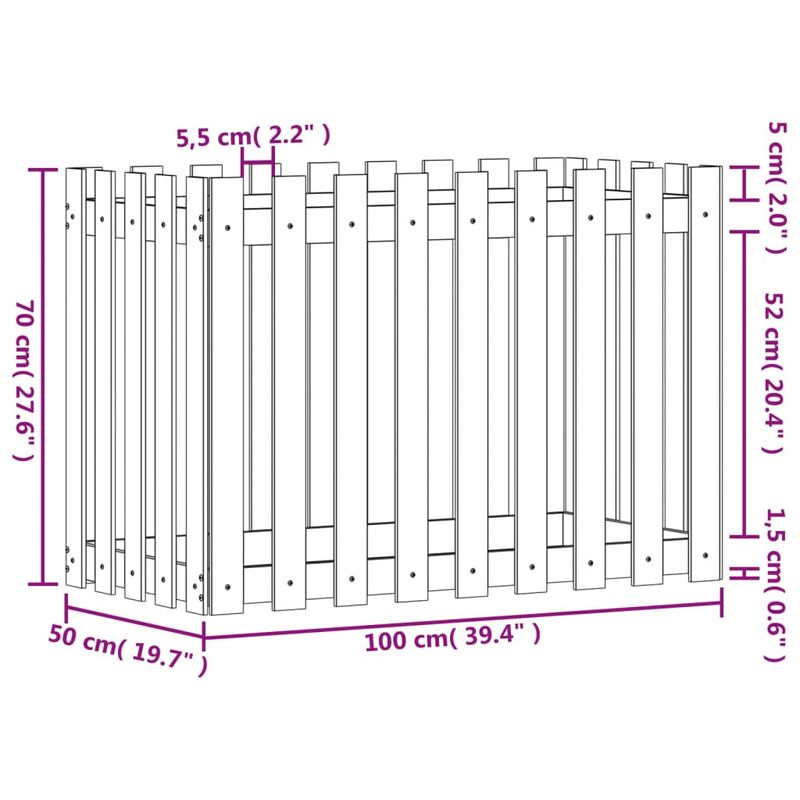 Casa si Gradina - Gradinarit si plante - Plante si ghivece - Ghivece si suporturi - Pat inaltat gradina design gard 100x50x70 cm lemn impregnat pin - Infinity.ro