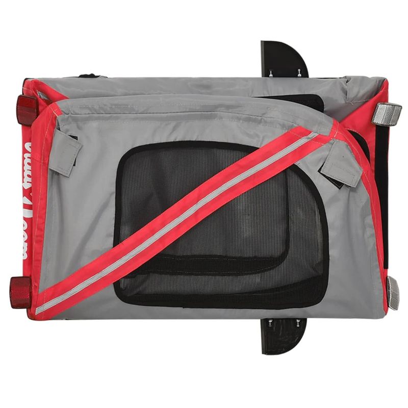 Petshop - Accesorii petshop - Culcusuri si custi - Genti si articole transport - Remorca bicicleta animale companie, rosu/gri textil oxford/fier - Infinity.ro