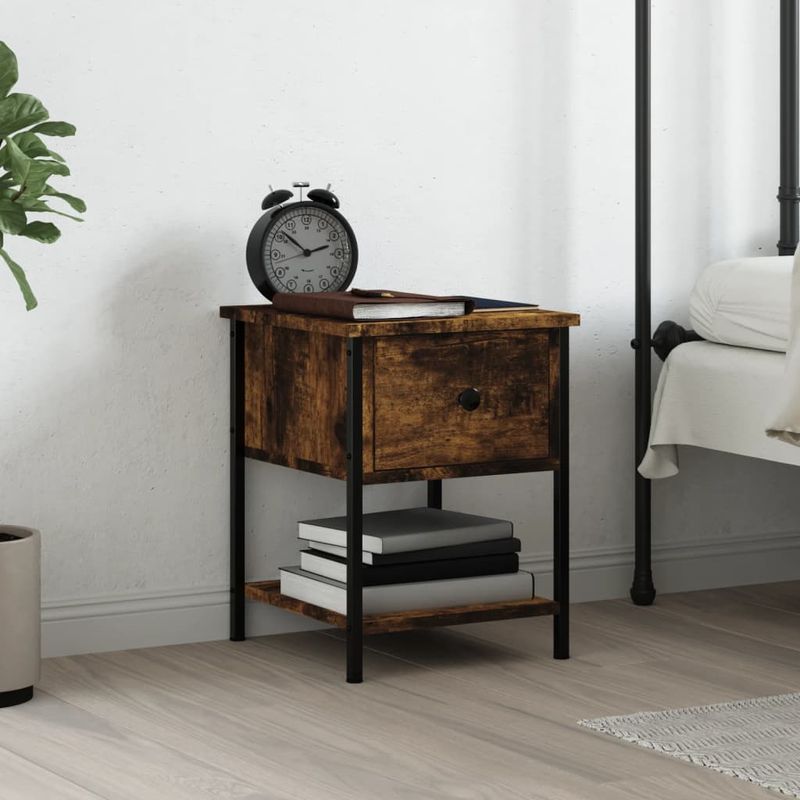 Casa si Gradina - Mobilier - Comode si corpuri - Noptiere - Noptiera, stejar fumuriu, 34x35,5x45 cm, lemn compozit - Infinity.ro