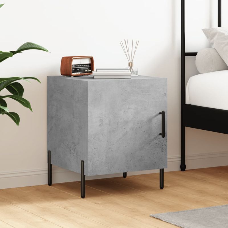 Casa si Gradina - Mobilier - Comode si corpuri - Noptiere - Noptiera, gri beton, 40x40x50 cm, lemn compozit - Infinity.ro