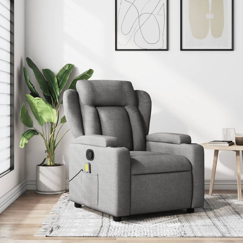 Ingrijire personala si Cosmetice - Sanatate si wellness - Articole wellness - Fotolii de masaj - Fotoliu de masaj rabatabil, gri inchis, material textil - Infinity.ro