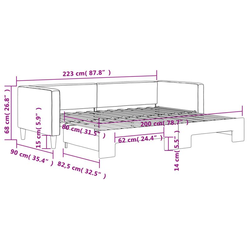 Casa si Gradina - Mobilier - Paturi si accesorii - Paturi - Pat de zi cu extensie, crem, 80x200 cm, textil - Infinity.ro