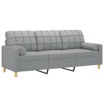 Casa si Gradina - Mobilier - Canapele si coltare - Canapele - Canapea cu 3 locuri cu pernute, gri deschis, 180 cm, textil - Infinity.ro