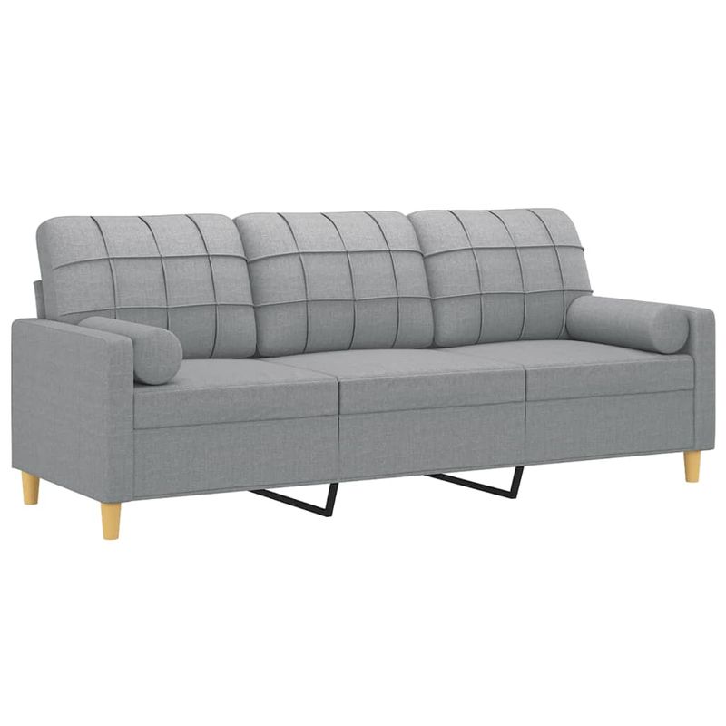 Casa si Gradina - Mobilier - Canapele si coltare - Canapele - Canapea cu 3 locuri cu pernute, gri deschis, 180 cm, textil - Infinity.ro