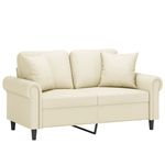 Casa si Gradina - Mobilier - Canapele si coltare - Canapele - Canapea cu 2 locuri cu pernute, crem, 120 cm, piele ecologica - Infinity.ro