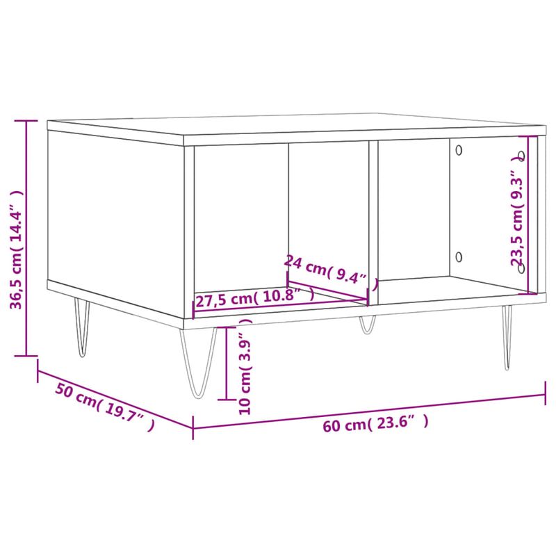 Casa si Gradina - Mobilier - Mese si birouri - Masute de cafea - Masuta de cafea, stejar fumuriu, 60x50x36,5 cm, lemn compozit - Infinity.ro