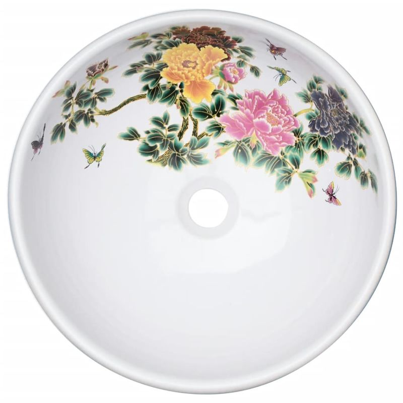 Casa si Gradina - Sanitare - Lavoar baie si accesorii - Lavoare si piedestale - Lavoar de blat, multicolor, rotund, Φ41x14 cm, ceramica, albastru și galben - Infinity.ro