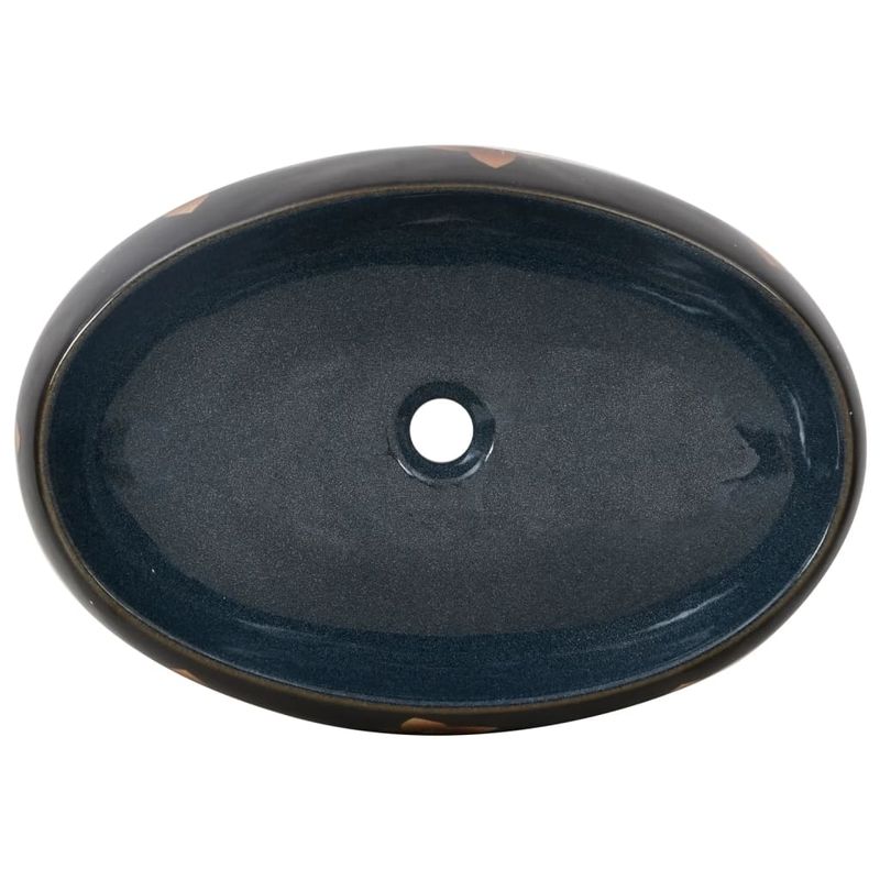 Casa si Gradina - Sanitare - Lavoar baie si accesorii - Lavoare si piedestale - Lavoar de blat, negru si albastru, 59x40x15 cm, ceramica, oval - Infinity.ro