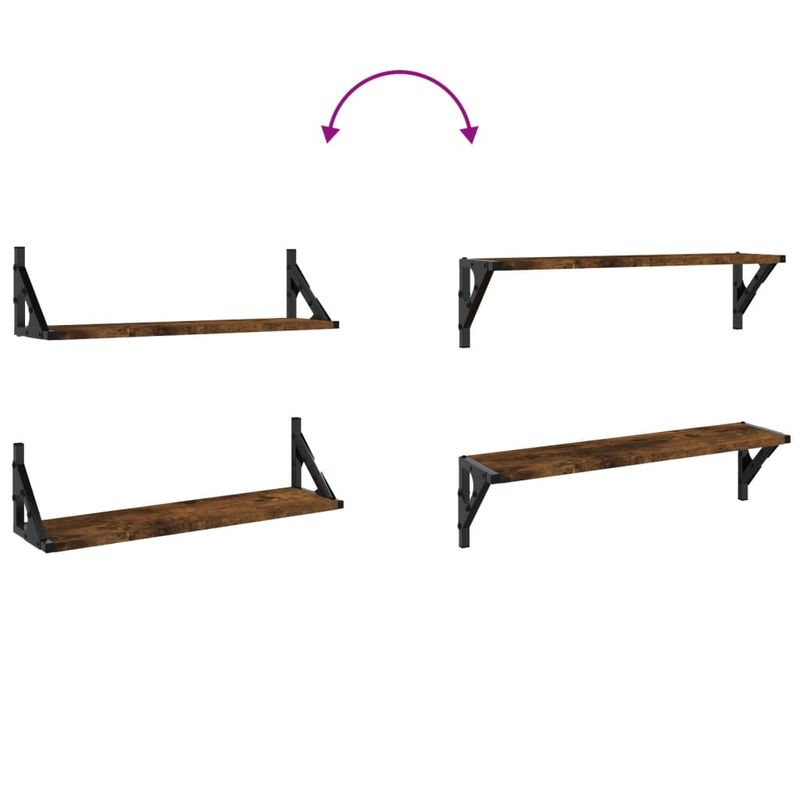 Casa si Gradina - Mobilier - Biblioteci si rafturi - Rafturi - Rafturi de perete, 2 buc., stejar fumuriu, 60x15x15,5 cm - Infinity.ro