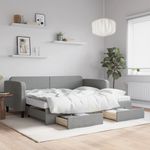 Casa si Gradina - Mobilier - Paturi si accesorii - Paturi - Pat de zi cu extensie si sertare, gri deschis, 90x200 cm textil - Infinity.ro