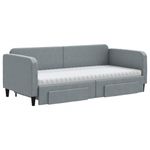 Casa si Gradina - Mobilier - Paturi si accesorii - Paturi - Pat de zi cu extensie si sertare, gri deschis, 90x200 cm textil - Infinity.ro