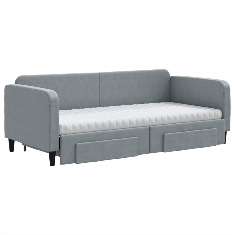 Casa si Gradina - Mobilier - Paturi si accesorii - Paturi - Pat de zi cu extensie si sertare, gri deschis, 90x200 cm textil - Infinity.ro