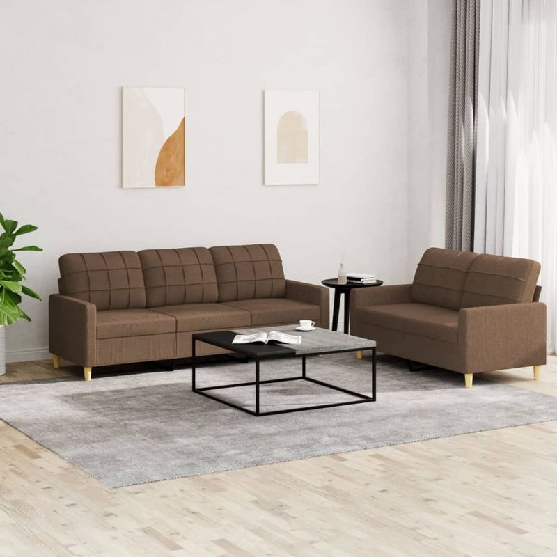 Casa si Gradina - Mobilier - Seturi de mobilier - Seturi living - Set de canapele cu perne, 2 piese, maro, textil - Infinity.ro