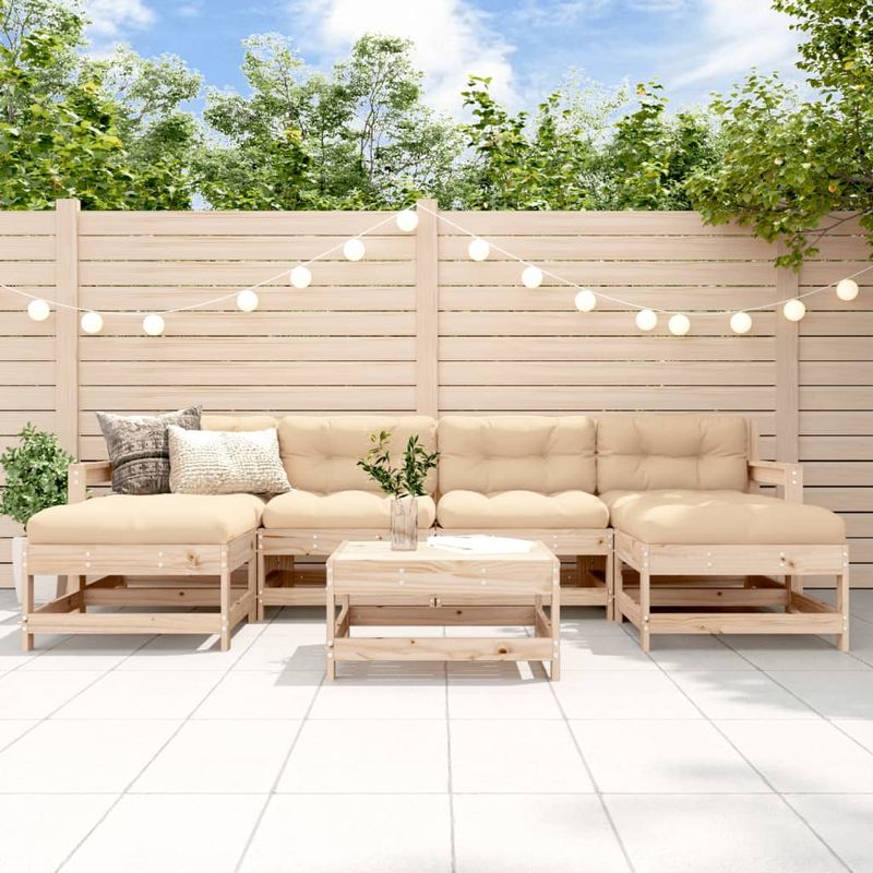 Casa si Gradina - Gradina si terasa - Mobilier exterior - Seturi mobila gradina - Set mobilier de gradina cu perne, 7 piese, lemn masiv - Infinity.ro