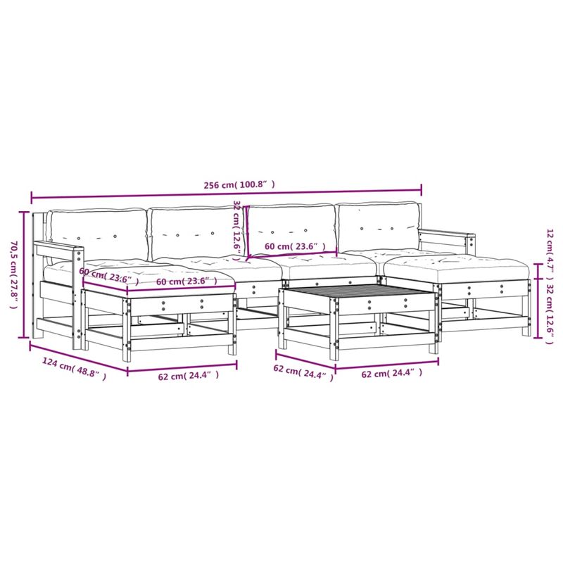 Casa si Gradina - Gradina si terasa - Mobilier exterior - Seturi mobila gradina - Set mobilier de gradina cu perne, 7 piese, lemn masiv - Infinity.ro