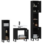 Casa si Gradina - Mobilier - Seturi de mobilier - Seturi baie - Set dulapuri de baie, 3 piese, negru, lemn prelucrat - Infinity.ro