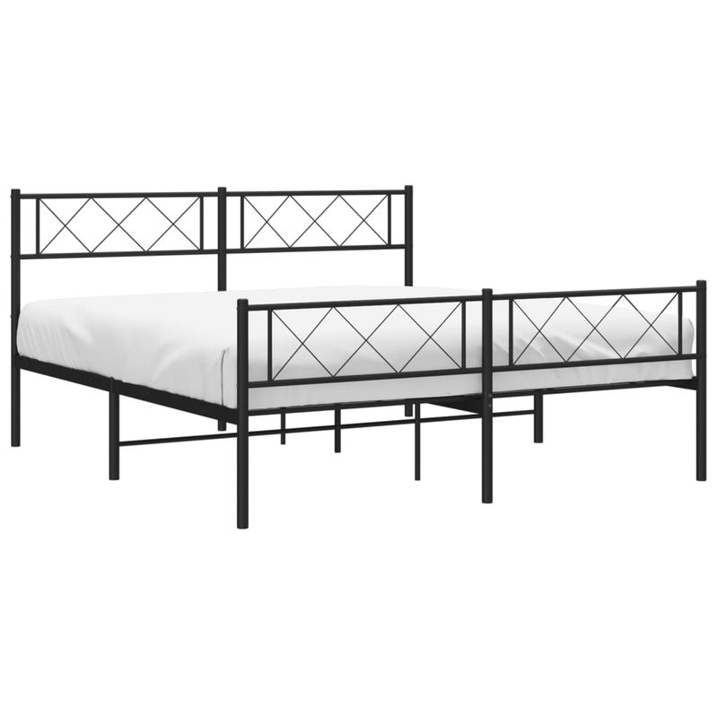 Casa si Gradina - Mobilier - Paturi si accesorii - Paturi - Cadru pat metalic cu tablie de cap/picioare, negru, 140x190 cm - Infinity.ro