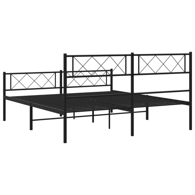 Casa si Gradina - Mobilier - Paturi si accesorii - Paturi - Cadru pat metalic cu tablie de cap/picioare, negru, 140x190 cm - Infinity.ro