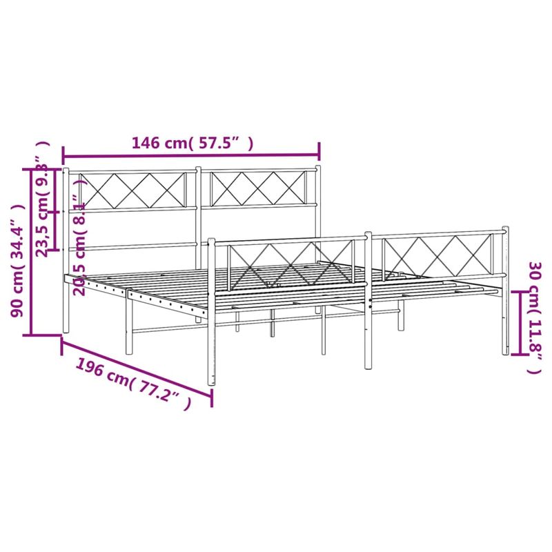Casa si Gradina - Mobilier - Paturi si accesorii - Paturi - Cadru pat metalic cu tablie de cap/picioare, negru, 140x190 cm - Infinity.ro