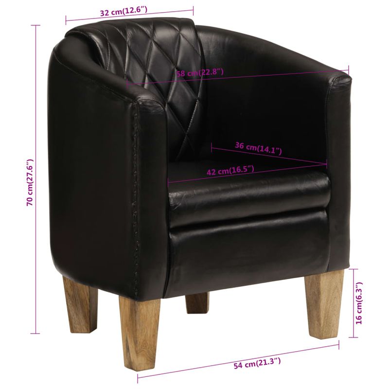 Casa si Gradina - Mobilier - Scaune si fotolii - Fotolii - Fotoliu tubular, negru, piele naturala - Infinity.ro