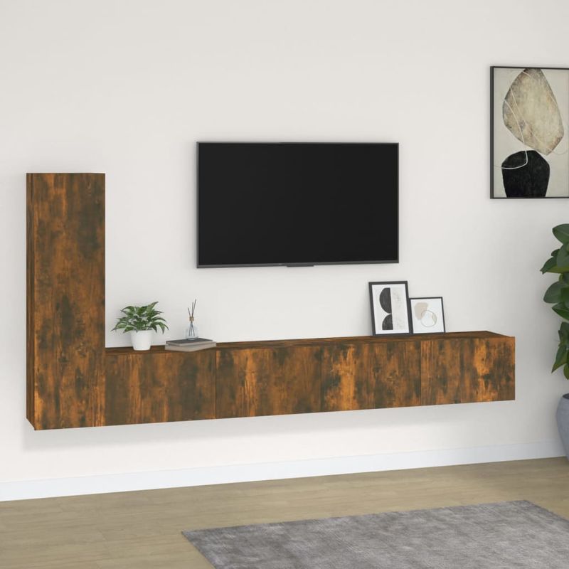 Casa si Gradina - Mobilier - Seturi de mobilier - Seturi living - Set dulapuri TV, 3 piese, stejar fumuriu, lemn prelucrat - Infinity.ro
