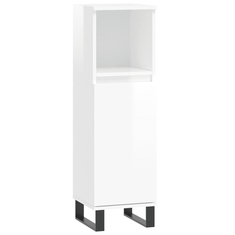 Casa si Gradina - Mobilier - Seturi de mobilier - Seturi baie - Set mobilier de baie, 3 piese, alb extralucios, lemn compozit - Infinity.ro