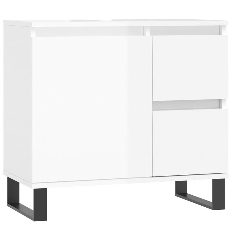 Casa si Gradina - Mobilier - Seturi de mobilier - Seturi baie - Set mobilier de baie, 3 piese, alb extralucios, lemn compozit - Infinity.ro