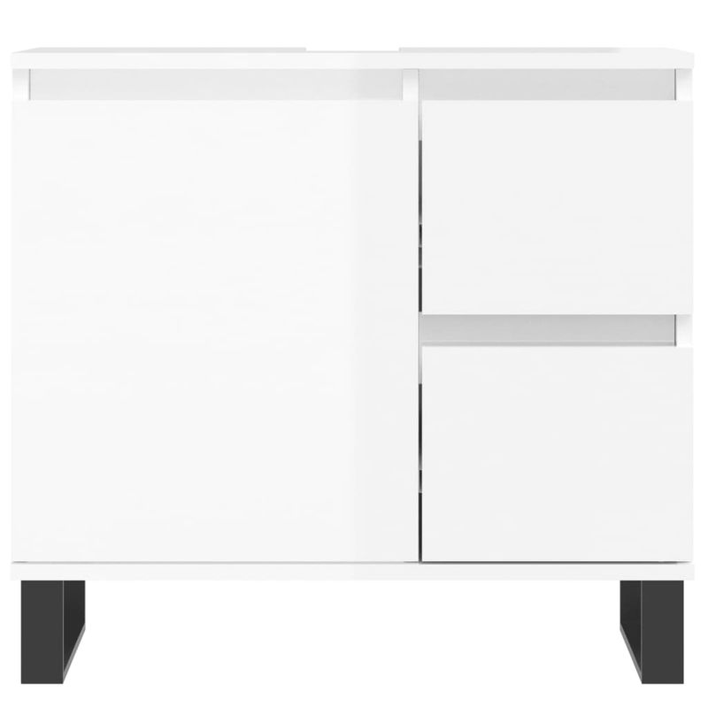Casa si Gradina - Mobilier - Seturi de mobilier - Seturi baie - Set mobilier de baie, 3 piese, alb extralucios, lemn compozit - Infinity.ro