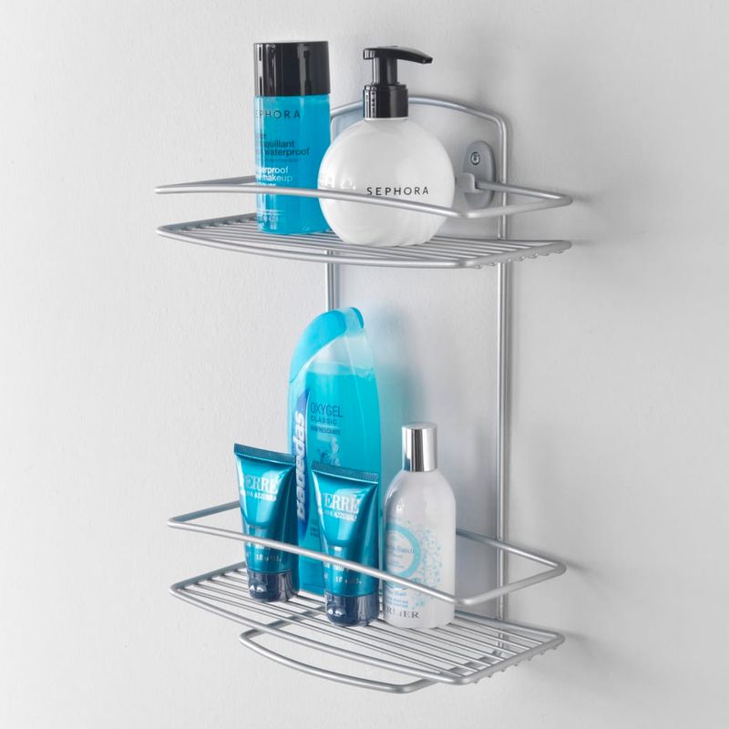 Casa si Gradina - Sanitare - Suporturi si accesorii baie - Suporturi baie - Metaltex Suport pentru dus cu 2 niveluri „Onda”, argintiu - Infinity.ro