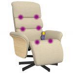 Ingrijire personala si Cosmetice - Sanatate si wellness - Articole wellness - Fotolii de masaj - Fotoliu de masaj rabatabil cu suport de picioare, crem, textil - Infinity.ro
