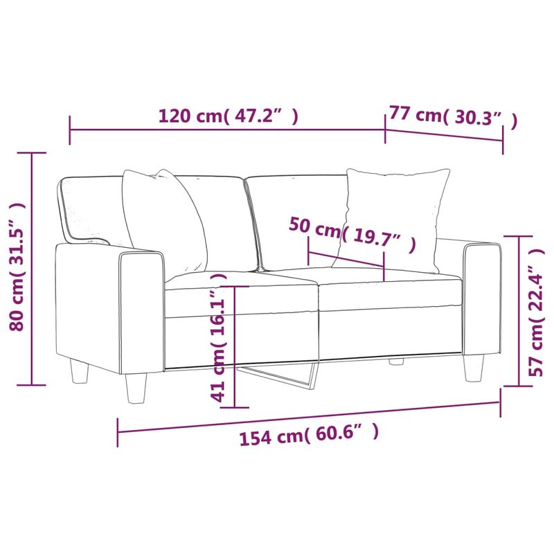 Casa si Gradina - Mobilier - Canapele si coltare - Canapele - Canapea cu 2 locuri cu pernute, gri, 120 cm, piele ecologica - Infinity.ro