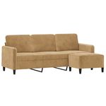 Casa si Gradina - Mobilier - Canapele si coltare - Canapele - Canapea cu 3 locuri si taburet, maro, 180 cm, catifea - Infinity.ro