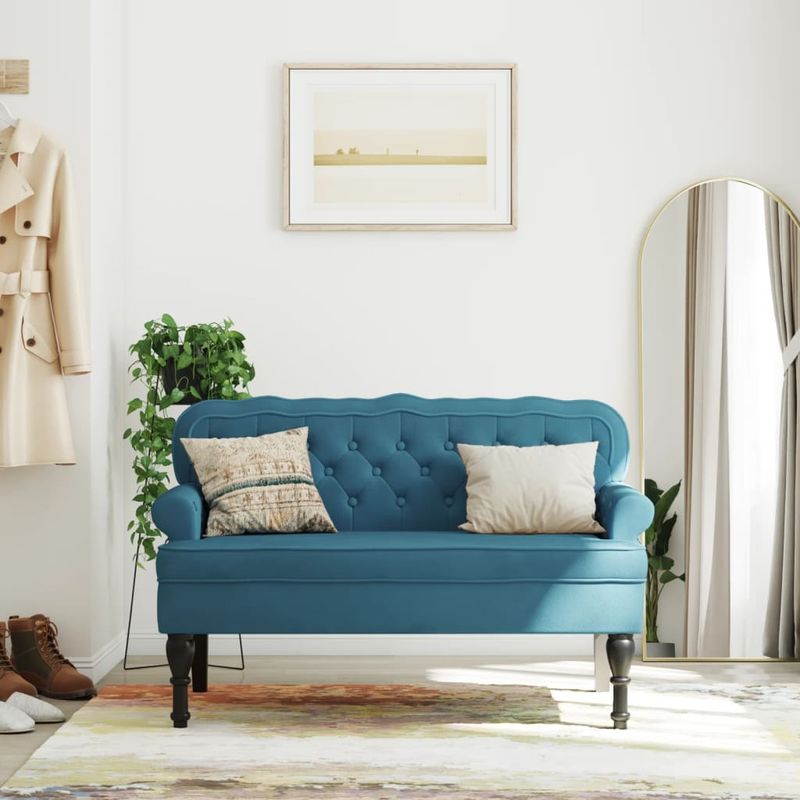 Casa si Gradina - Mobilier - Canapele si coltare - Banchete - Bancheta cu spatar, albastru, 119,5x64,5x75 cm, catifea - Infinity.ro