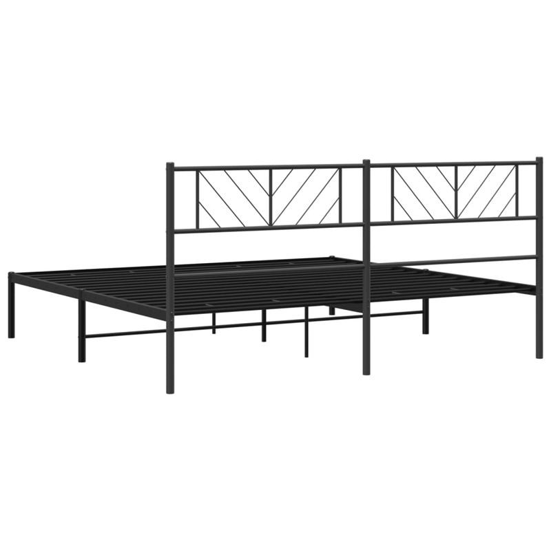 Casa si Gradina - Mobilier - Paturi si accesorii - Paturi - Cadru de pat metalic cu tablie, negru, 193x203 cm - Infinity.ro