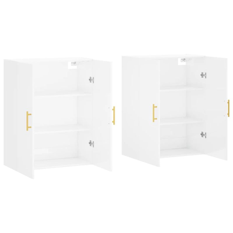 Casa si Gradina - Mobilier - Comode si corpuri - Comode - Dulapuri montaj pe perete, 2 buc, alb extralucios, 69,5x34x90cm, model auriu model tub - Infinity.ro