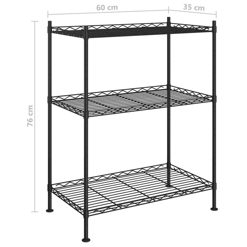Casa si Gradina - Mobilier - Biblioteci si rafturi - Rafturi - Raft de depozitare, 3 niveluri, negru, 60 x 35 x 76 cm, 150 kg - Infinity.ro