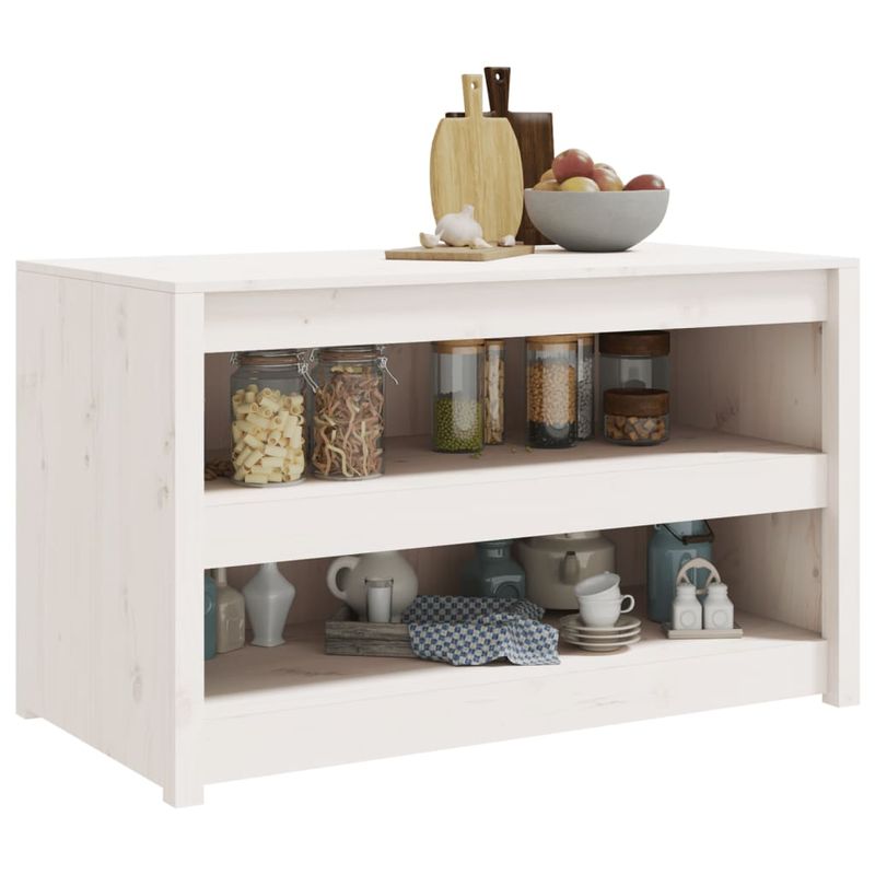 Casa si Gradina - Mobilier - Comode si corpuri - Corpuri bucatarie - Dulap bucatarie de exterior, alb, 106x55x64 cm, lemn masiv pin, model 2 rafturi - Infinity.ro
