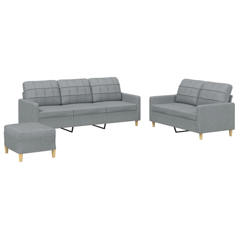 Casa si Gradina - Mobilier - Seturi de mobilier - Seturi living - Set de canapele cu perne, 3 piese, gri deschis, textil - Infinity.ro