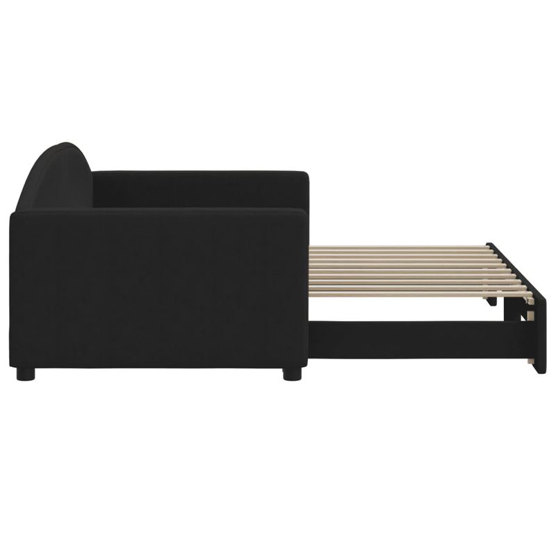 Casa si Gradina - Mobilier - Paturi si accesorii - Paturi - Pat de zi cu extensie, negru, 90x190 cm, textil - Infinity.ro