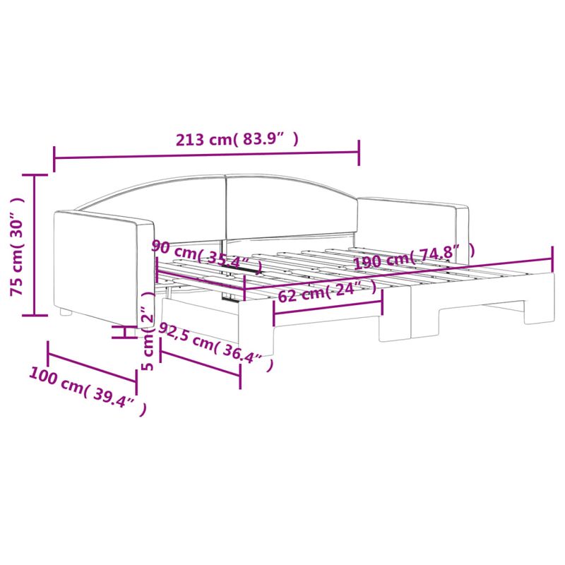 Casa si Gradina - Mobilier - Paturi si accesorii - Paturi - Pat de zi cu extensie, negru, 90x190 cm, textil - Infinity.ro