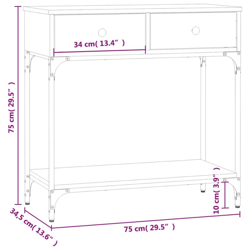 Casa si Gradina - Mobilier - Comode si corpuri - Console - Masa consola, gri sonoma, 75x34,5x75 cm, lemn prelucrat - Infinity.ro