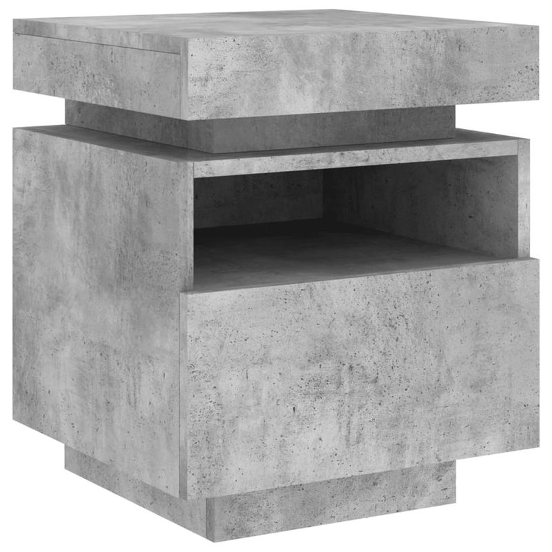Casa si Gradina - Mobilier - Comode si corpuri - Noptiere - Noptiera cu lumini LED, gri beton, 40x39x48,5 cm - Infinity.ro