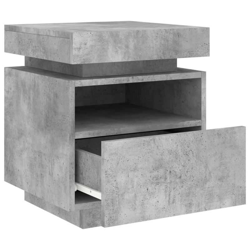 Casa si Gradina - Mobilier - Comode si corpuri - Noptiere - Noptiera cu lumini LED, gri beton, 40x39x48,5 cm - Infinity.ro