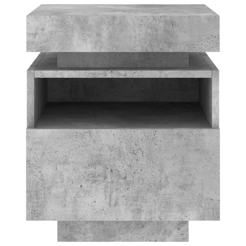 Casa si Gradina - Mobilier - Comode si corpuri - Noptiere - Noptiera cu lumini LED, gri beton, 40x39x48,5 cm - Infinity.ro