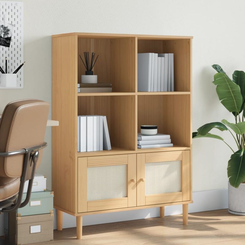 Casa si Gradina - Mobilier - Biblioteci si rafturi - Biblioteci - Biblioteca SENJA aspect ratan maro 90x35x130 cm lemn masiv pin - Infinity.ro
