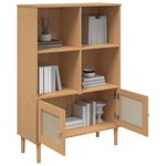 Casa si Gradina - Mobilier - Biblioteci si rafturi - Biblioteci - Biblioteca SENJA aspect ratan maro 90x35x130 cm lemn masiv pin - Infinity.ro