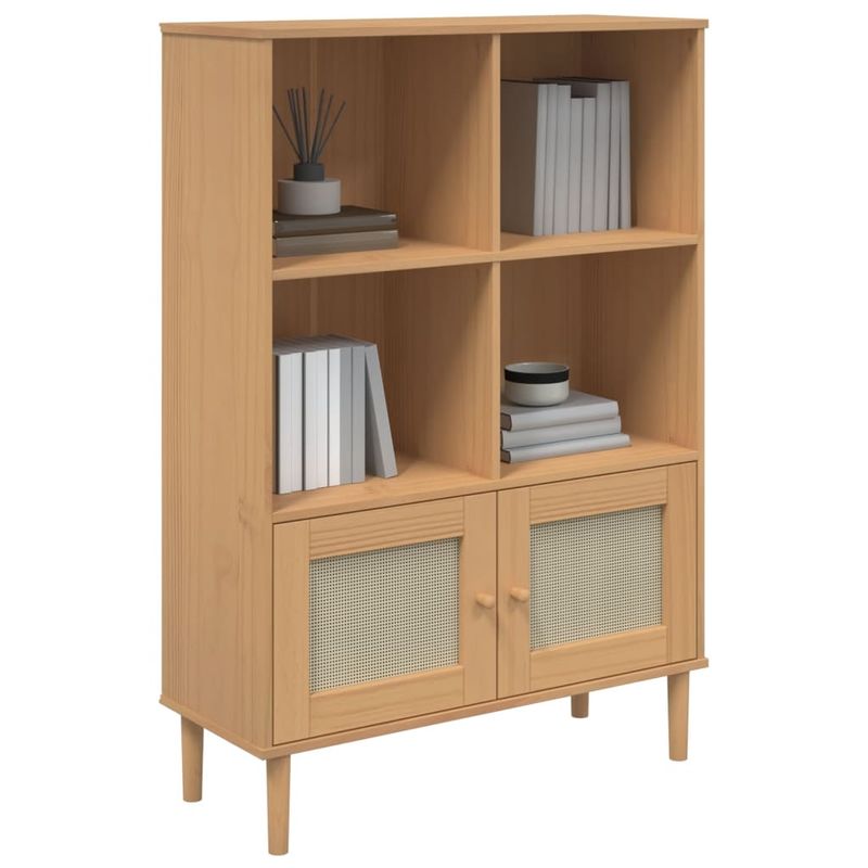 Casa si Gradina - Mobilier - Biblioteci si rafturi - Biblioteci - Biblioteca SENJA aspect ratan maro 90x35x130 cm lemn masiv pin - Infinity.ro