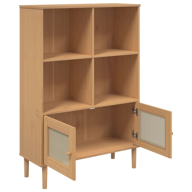 Casa si Gradina - Mobilier - Biblioteci si rafturi - Biblioteci - Biblioteca SENJA aspect ratan maro 90x35x130 cm lemn masiv pin - Infinity.ro